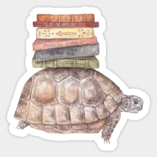 Bookworm Turtle Tortoise Cute Book Animal Watercolor Sticker